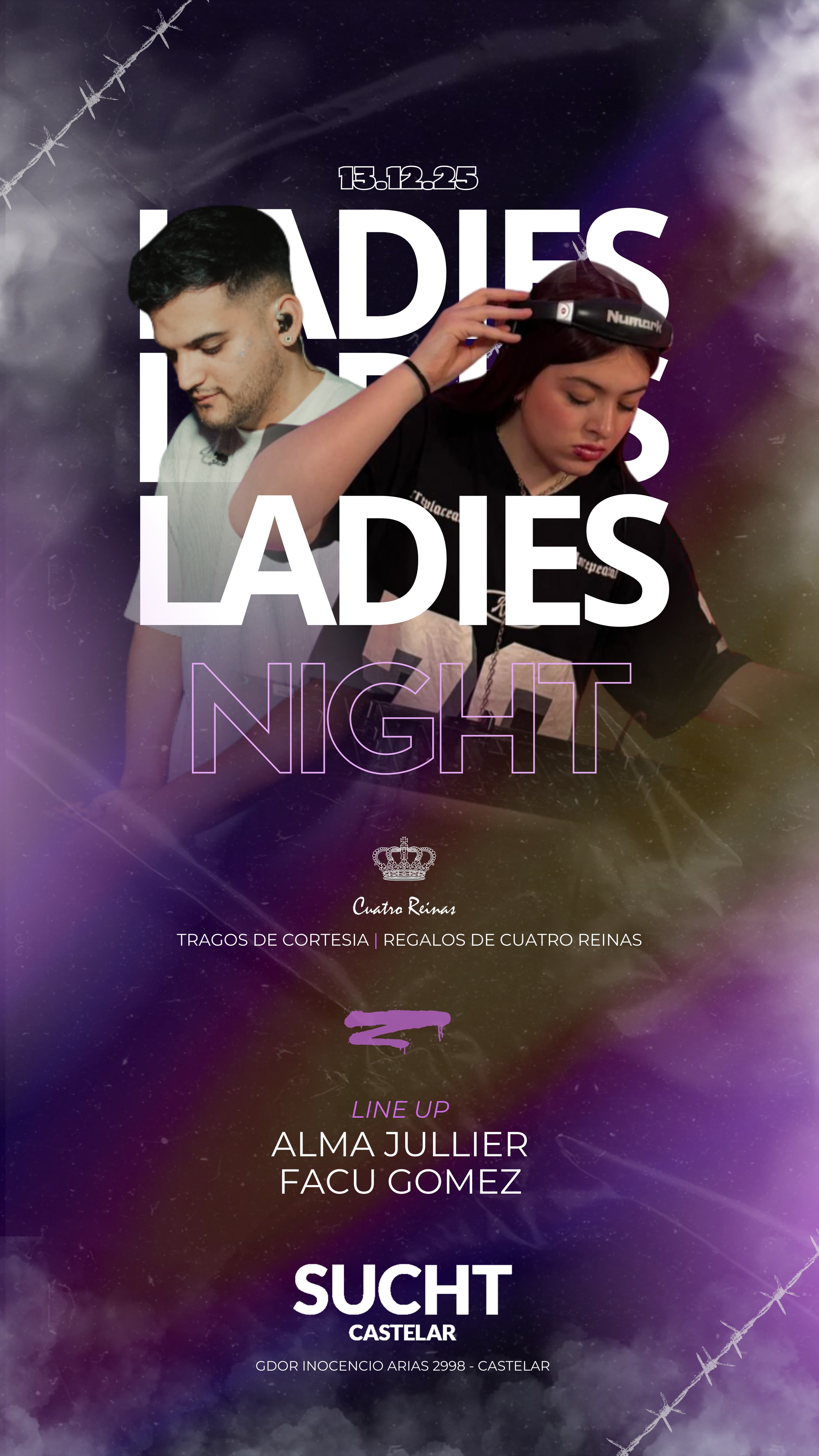 Flyer de 13.12 #LadiesNight by Cuatro Reinas